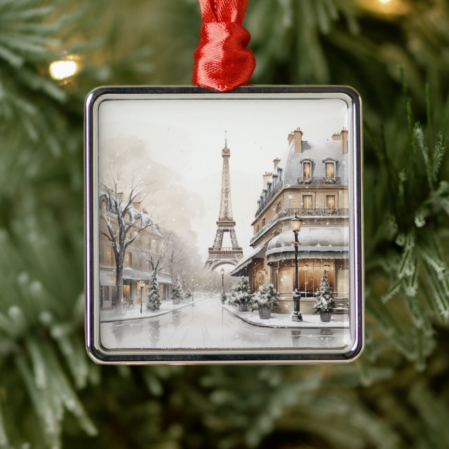 Das stilvolle Paris zu Weihnachten Ornament Aus Metall (Baum)