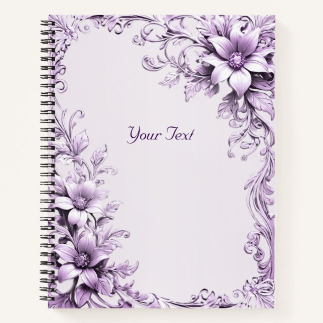 Das stilvolle Purple Flowers-Notebook Notizbuch (Vorderseite)