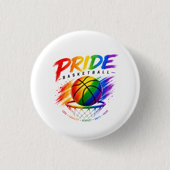 Das Stolz-Basketball-Regenbogendesign Button (Vorderseite)