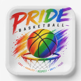 Das Stolz-Basketball-Regenbogendesign Pappteller