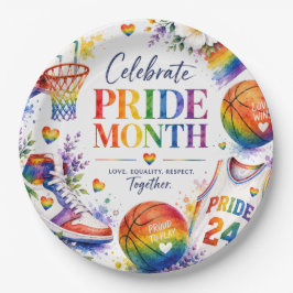 Das Stolz-Basketball-Regenbogendesign Pappteller