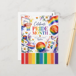 Das Stolz-Basketball-Regenbogendesign Postkarte