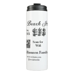 Das Strandhaus fügt Familienname Q R Scan Wifi Web Thermosbecher
