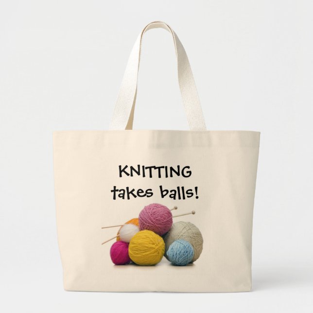 Das Stricken nimmt Bälle! Tasche (Vorne)