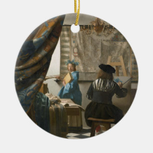 Das Studio des Künstlers, c.1665-66 (Öl auf Keramik Ornament