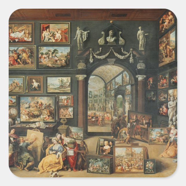 Das Studio von Apelles Quadratischer Aufkleber (Vorderseite)