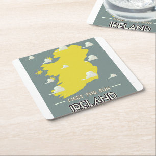 Das Sun Ireland Vintage Reiseplakat Rechteckiger Pappuntersetzer