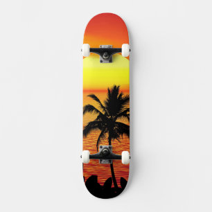 Das Sun Red Tropics Palm Beach Skateboard