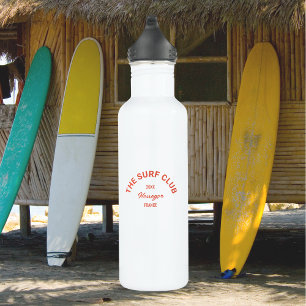 Das Surf Club Red Custom Wappen Edelstahlflasche