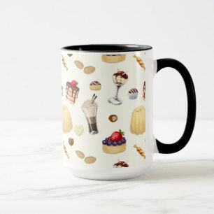 Das süße Muster mit verschiedenen Desserts. Tasse