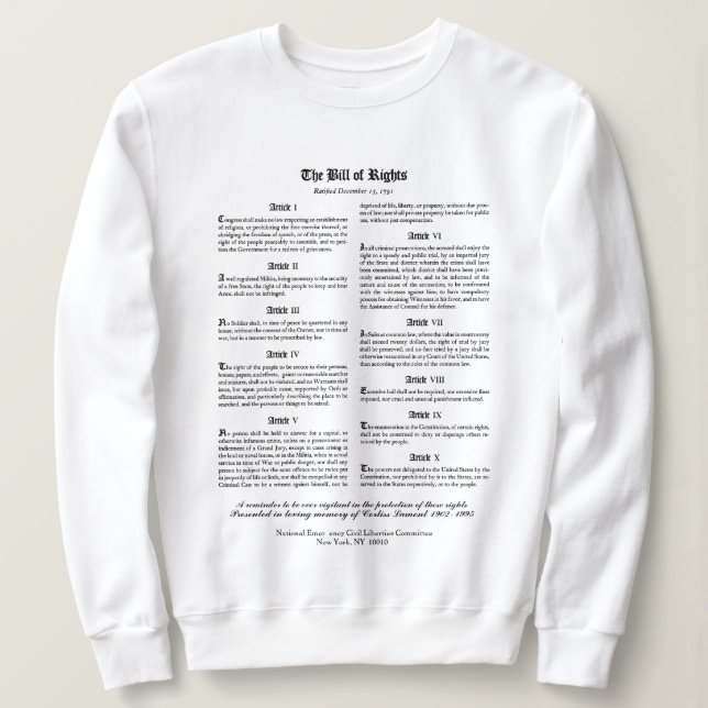 Das Sweatshirt zur Grundrechtecharta (Design vorne)