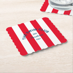 Das Swim Club Wappen Red Cabana Strip Untersetzer