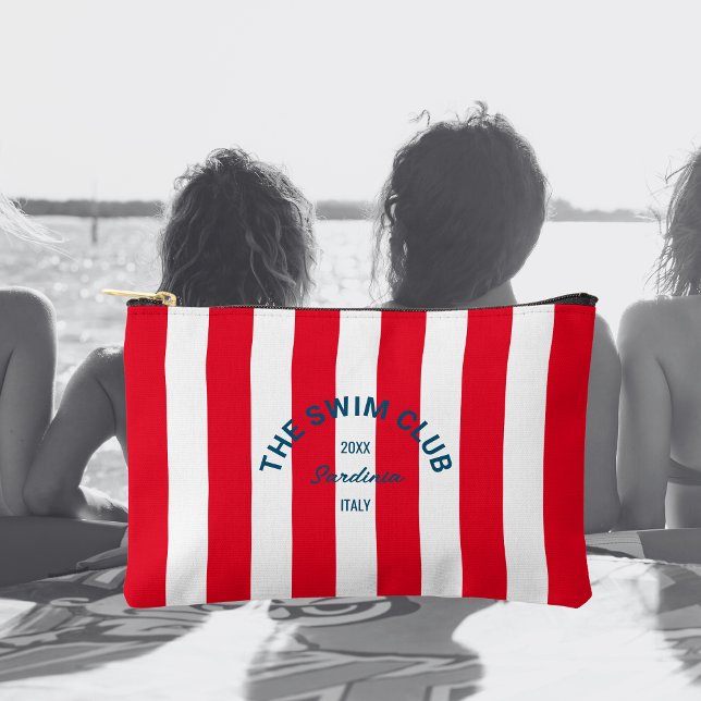 Das Swim Club Wappen Red Cabana Strip Zubehörtasche (Von Creator hochgeladen)