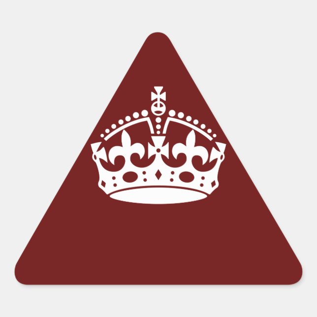 Das Symbol "Calm Crown" auf Burgundy Red behalten Dreieckiger Aufkleber (Vorderseite)