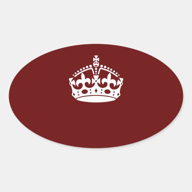 Das Symbol "Calm Crown" auf Burgundy Red behalten Ovaler Aufkleber (Vorderseite)