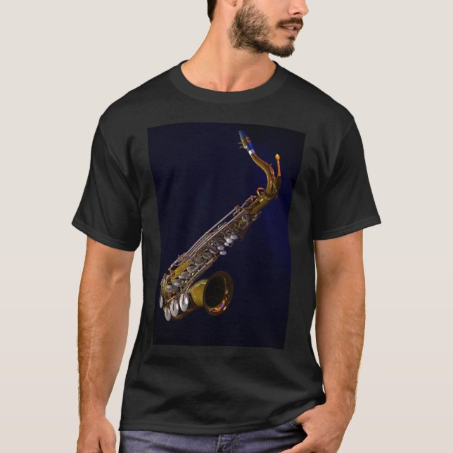 Das T-Shirt der Männer mit Saxophon (Vorderseite)