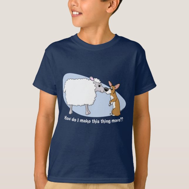 Das T-Shirt des Corgi-u. Schaf-Kindes (Vorderseite)