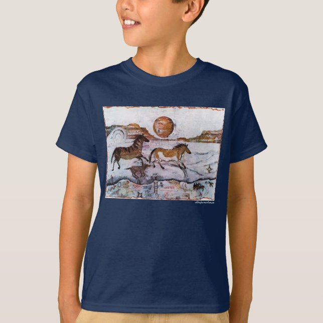 Das T-Shirt des PMACarlsonHorse Petroglyphe-Kindes (Vorderseite)