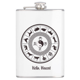 Das Tai Chi Zodiac Wheel Flachmann