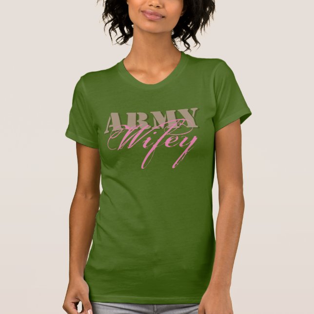 Das TAN, das Grün und das Rosa Armee Wifey Frauen T-Shirt (Vorderseite)