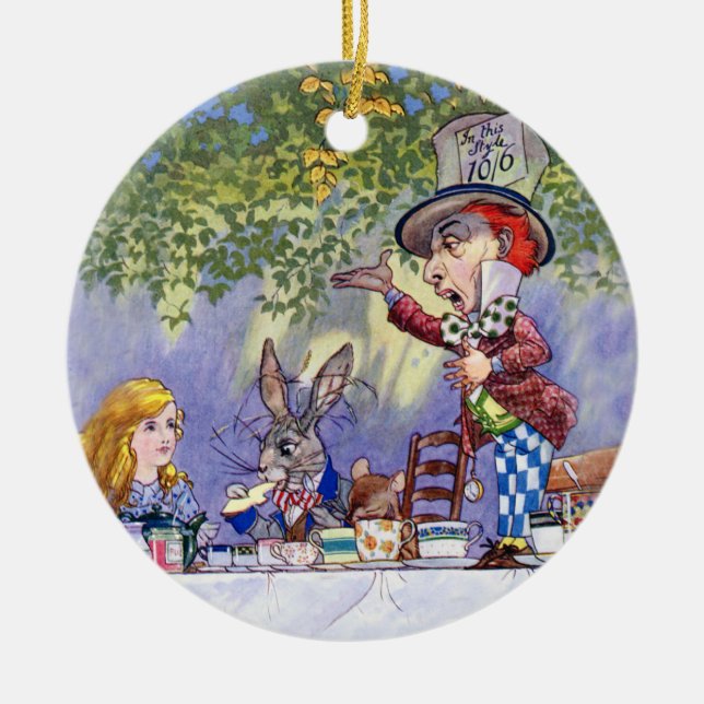 Das Tea-Party des Mad Hatter in der Alice im Wunde Keramikornament (Vorne)