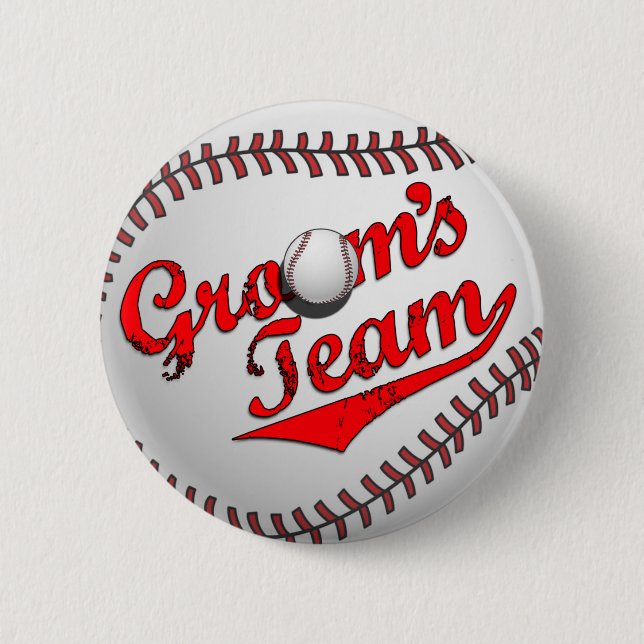 Das Team-Knopf des Baseball-Bräutigams Button (Vorderseite)
