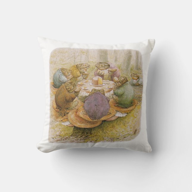 Das Tee-Party der Toads (von Beatrix Potter) Kissen (Vorderseite)