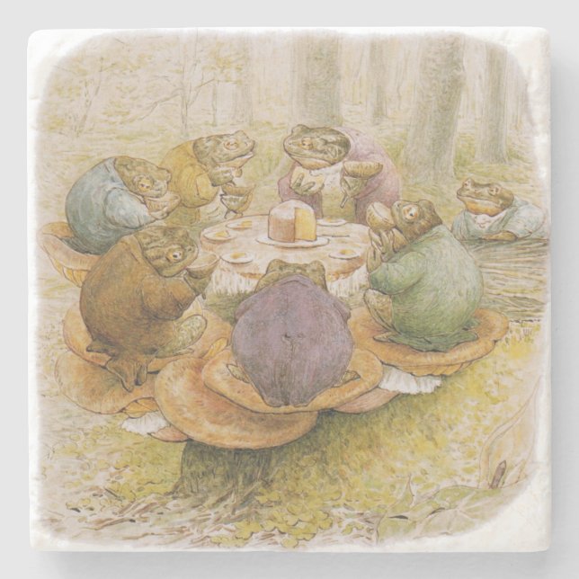 Das Tee-Party der Toads (von Beatrix Potter) Steinuntersetzer (Vorderseite)