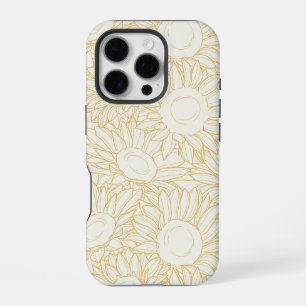 Das Telefon mit Sonnenblumen-Linie ist minimalisti iPhone 16 Pro Hülle