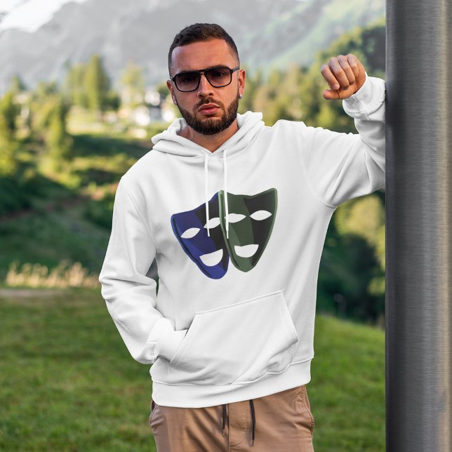 Das Theater maskiert Blau und Grün Hoodie (Von Creator hochgeladen)