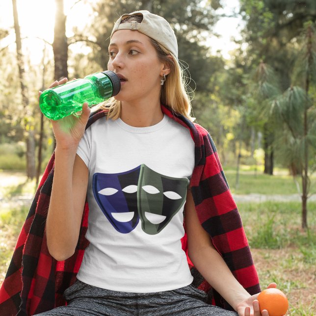 Das Theater maskiert Blau und Grün T-Shirt (Von Creator hochgeladen)