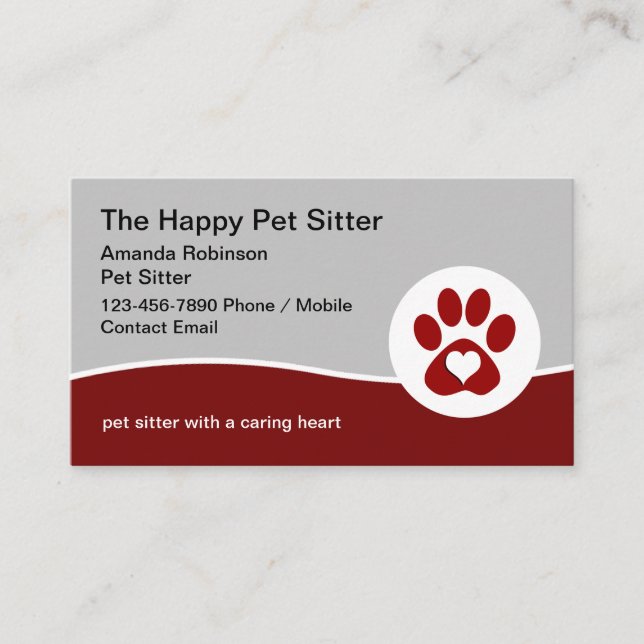 Das Thema "Happy Pet Sitter" Visitenkarte (Vorderseite)