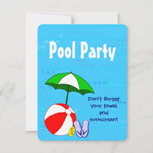 Das Thema Schwimmbad ist auf die Party Einladungen