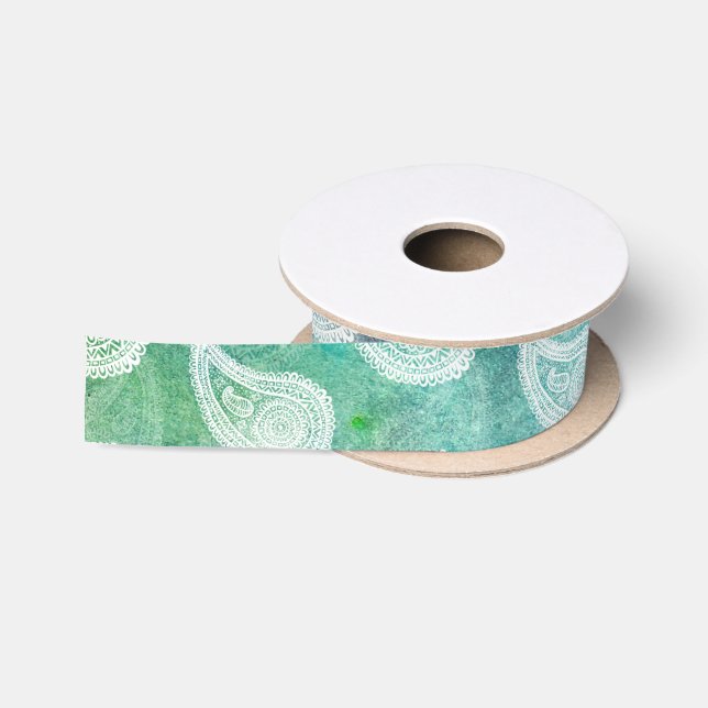 Das tiefe blaue Paisley Satinband (Spule)