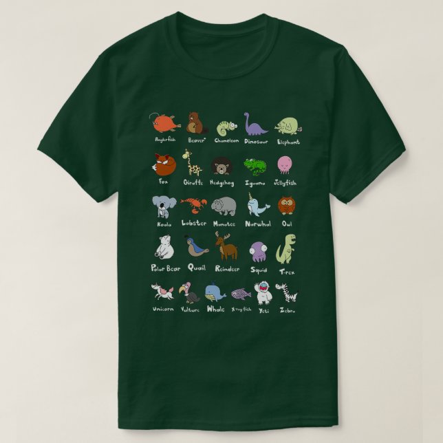 Das Tier Alphabet T-Shirt (Design vorne)