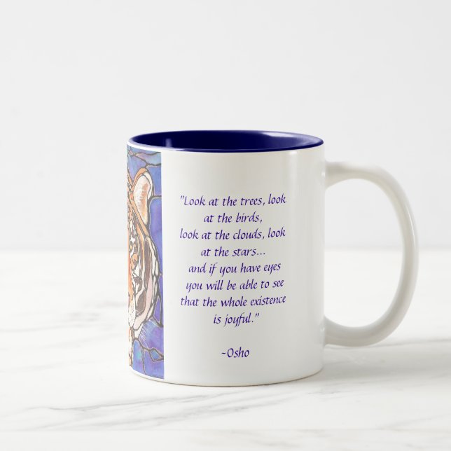 Das Tiger-Buntglas/die Mosaik Kunst viele Zweifarbige Tasse (Rechts)