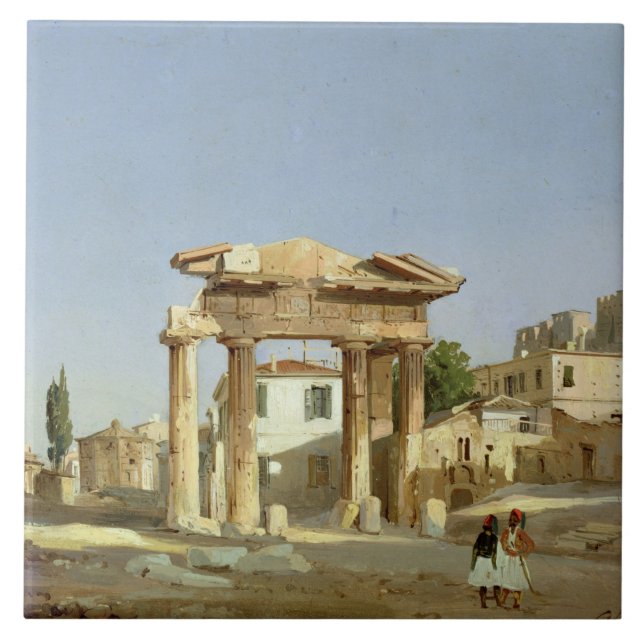 Das Tor des Agoras in Athen, 1843 Fliese (Vorderseite)