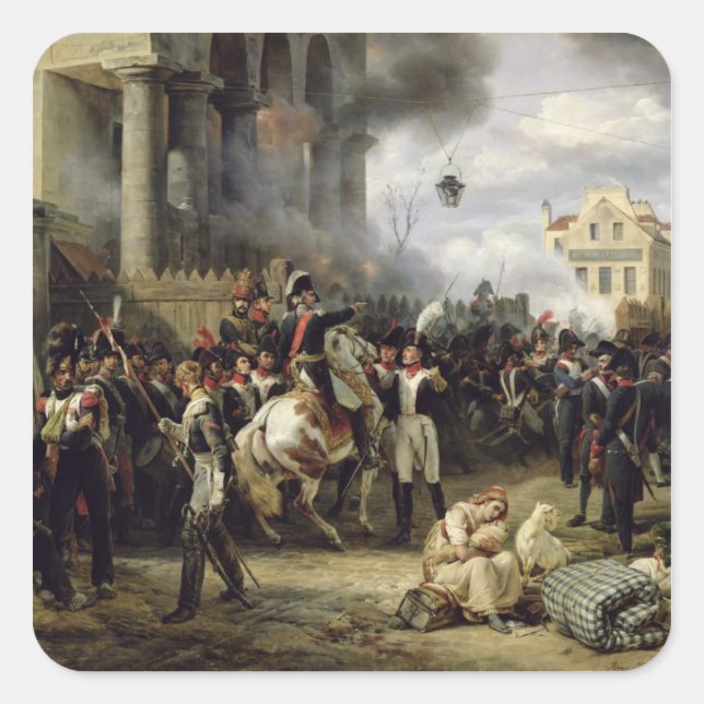 Das Tor zu Clichy während der Verteidigung von Par Quadratischer Aufkleber (Vorderseite)