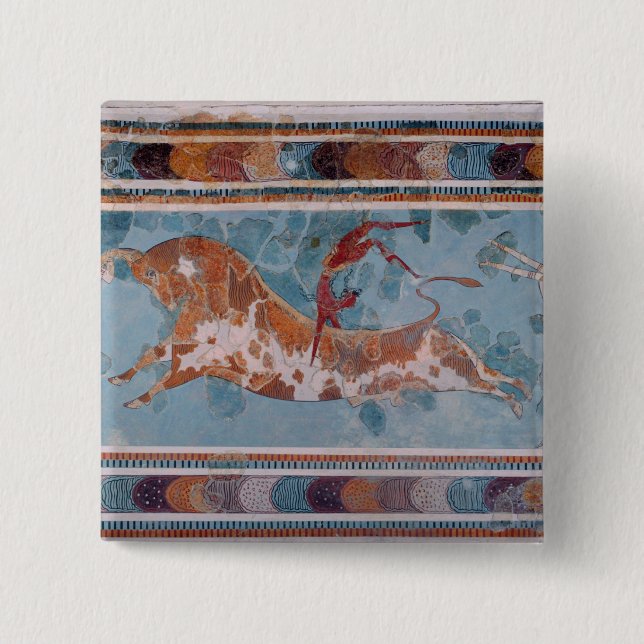 Das toreador-Fresko, Knossos Palast, Kreta Button (Vorderseite)