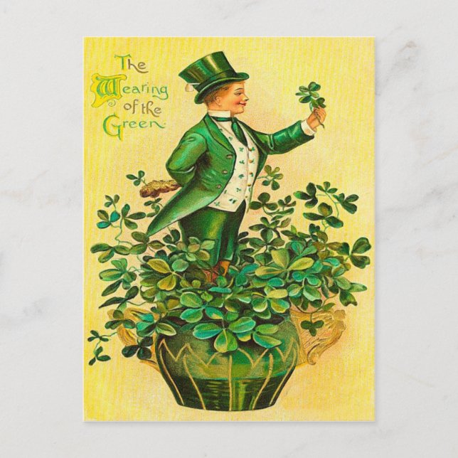 Das Tragen des Grünen-St. Patrick's Day Postkarte (Vorderseite)