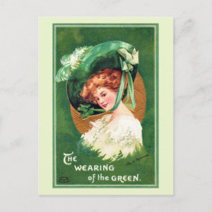 Das Tragen des grünen Vintage-Postkarte Postkarte