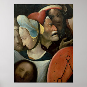 Das Tragen des Kreuzes, das drei Gesichter zeigt Poster
