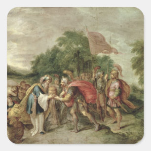 Das Treffen von Abraham und Melchisedek Quadratischer Aufkleber