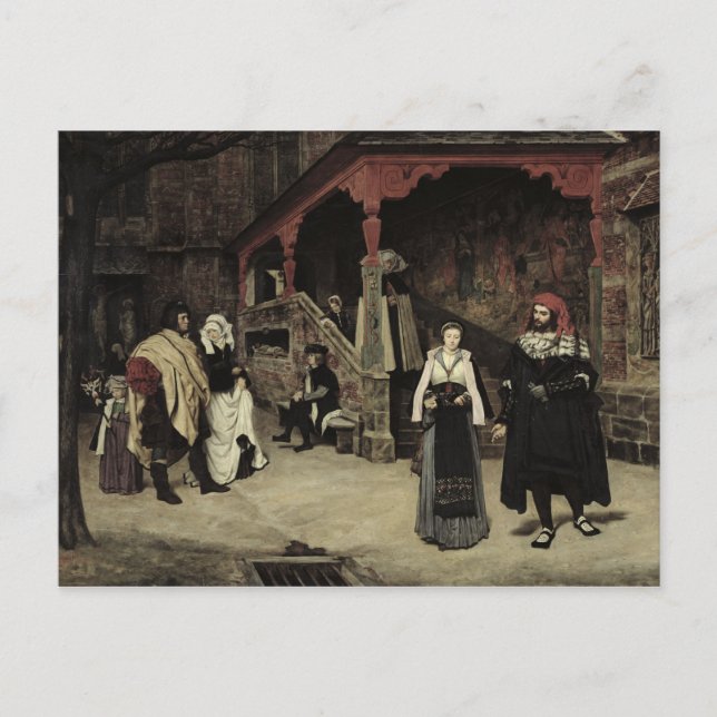Das Treffen von Faust und Marguerite, 1860 Postkarte (Vorderseite)