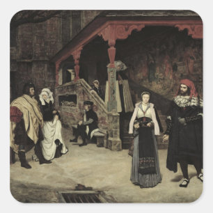 Das Treffen von Faust und Marguerite, 1860 Quadratischer Aufkleber