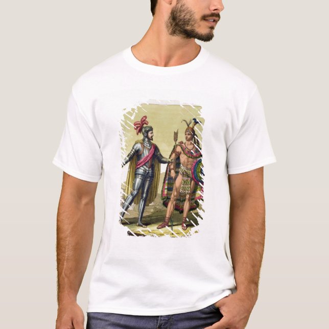 Das Treffen zwischen Hernando Cortes (1485-1547) T-Shirt (Vorderseite)