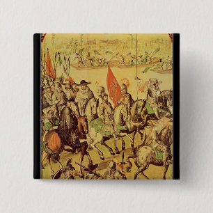 Das Treffen zwischen Hernando Cortes Button