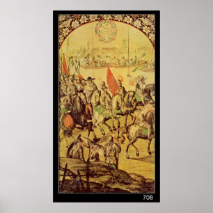 Das Treffen zwischen Hernando Cortes Poster