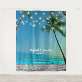 Das Tropical Beach Palm Wedding Foto Stand Wandteppich