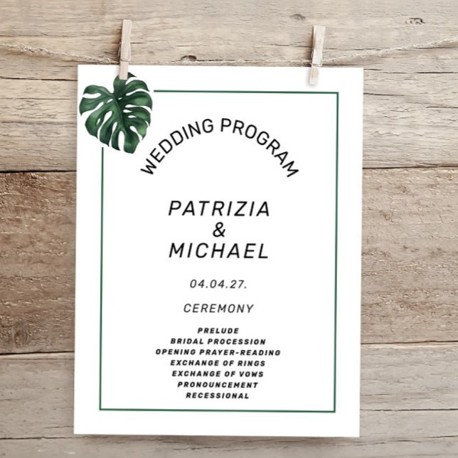 Das Tropical Palm Leaf Hochzeitsprogramm (Von Creator hochgeladen)